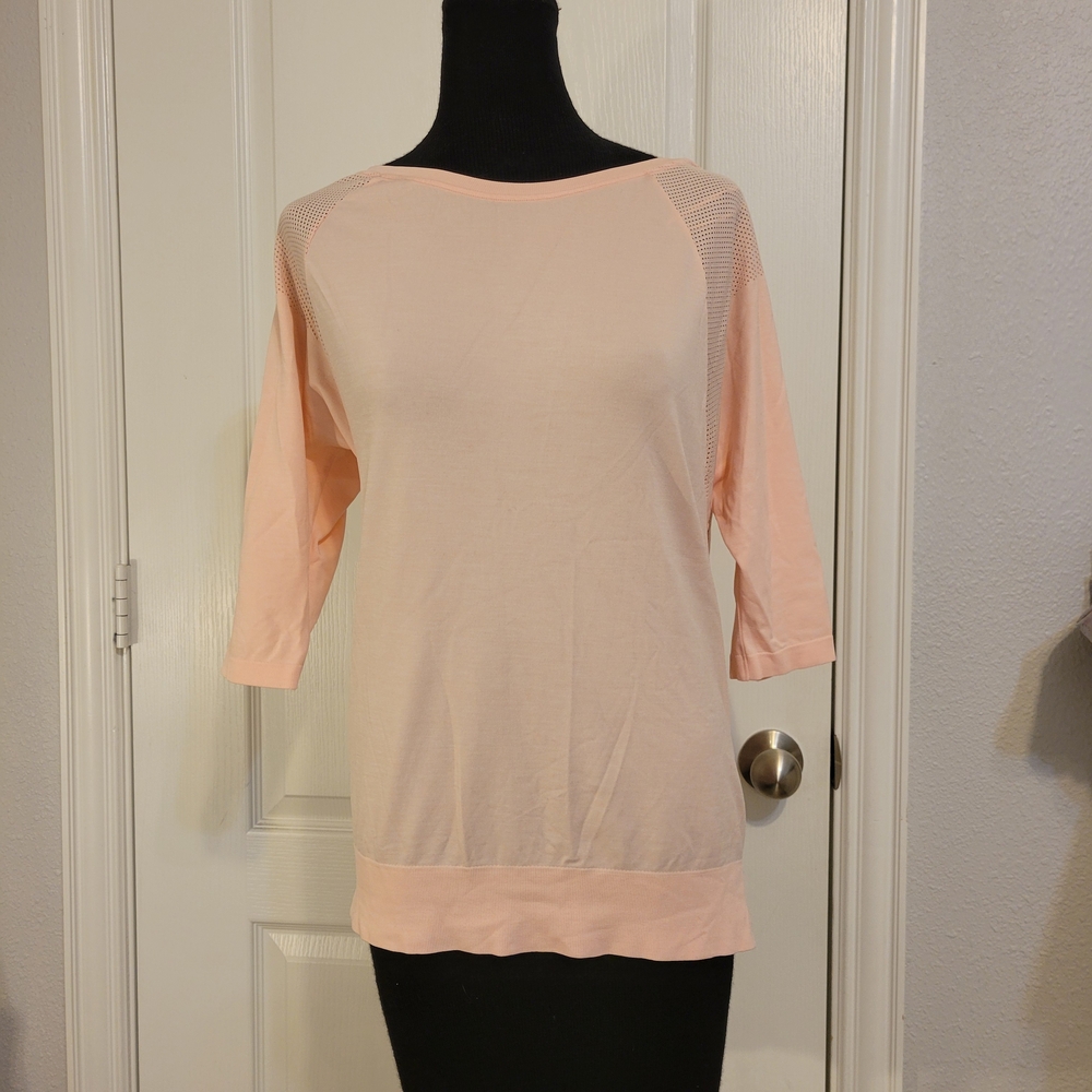 Sweaty Betty Pale Pink Mesh-Shoulder Top